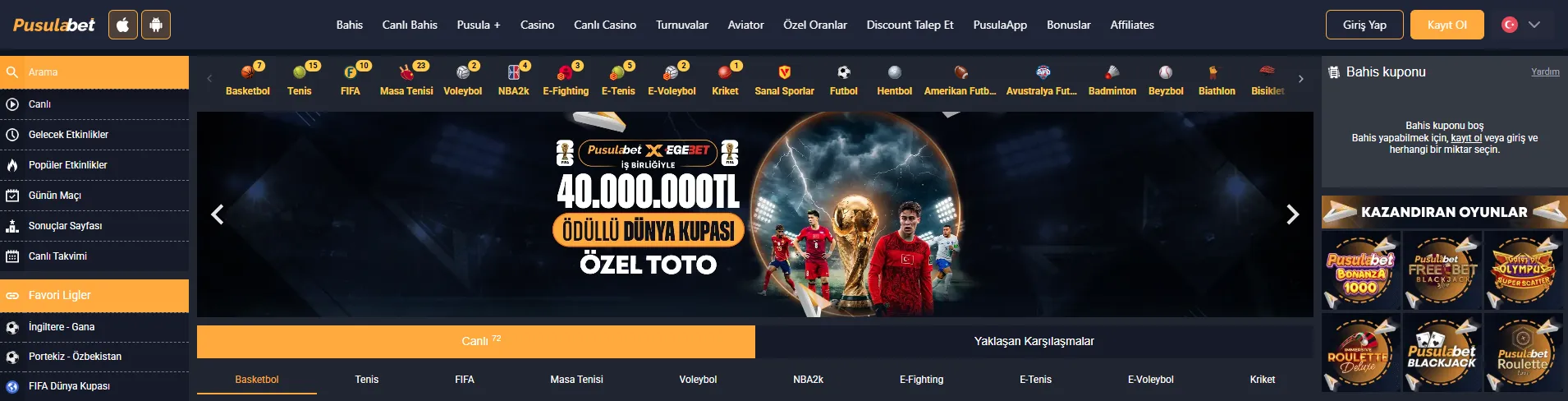 Pusulabet spor bahisleri